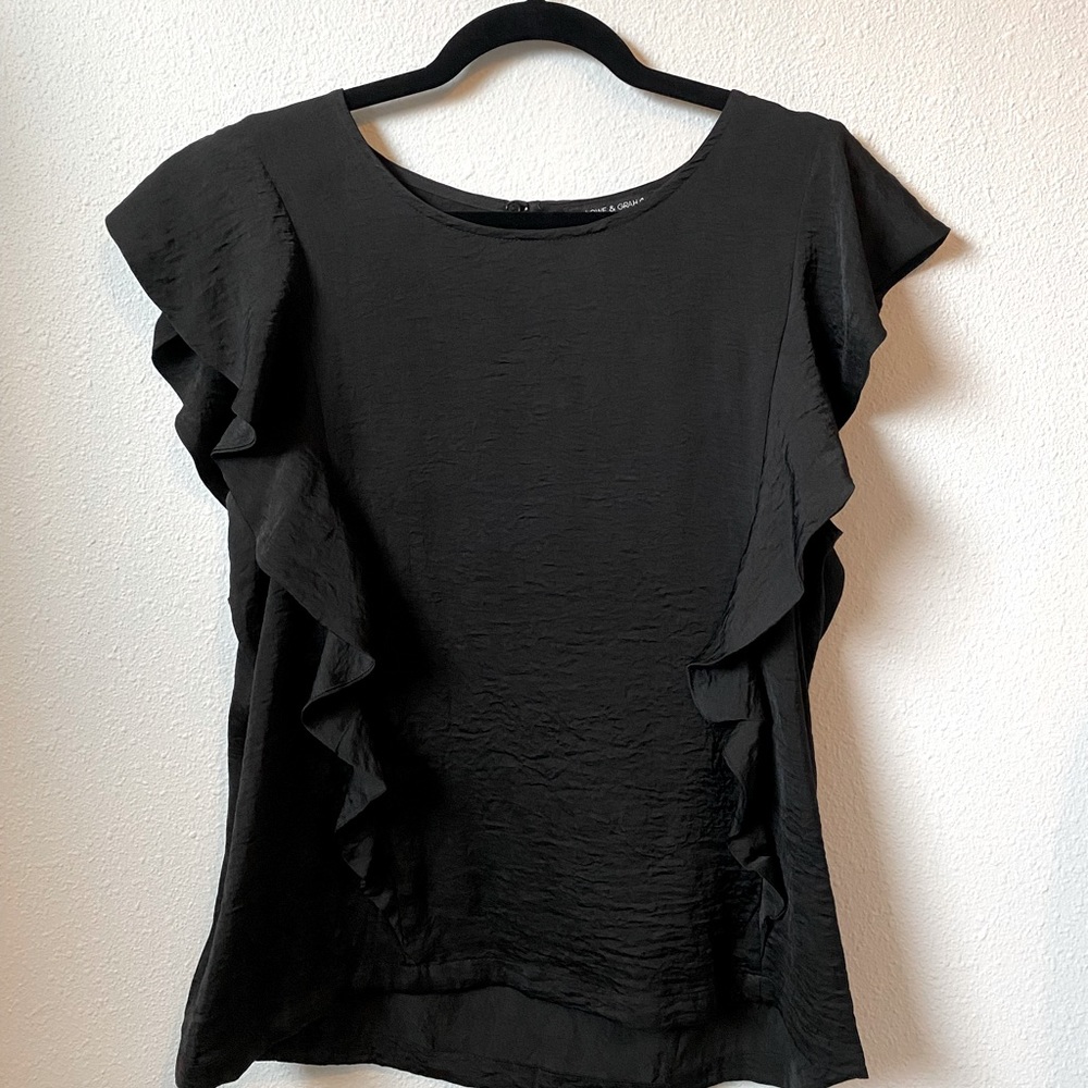 Silky ruffle black top - comfortable and stylish